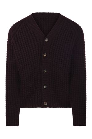 Burgundy wool and alpaca blend cardigan ROBERTO COLLINA | 253M42110M4236